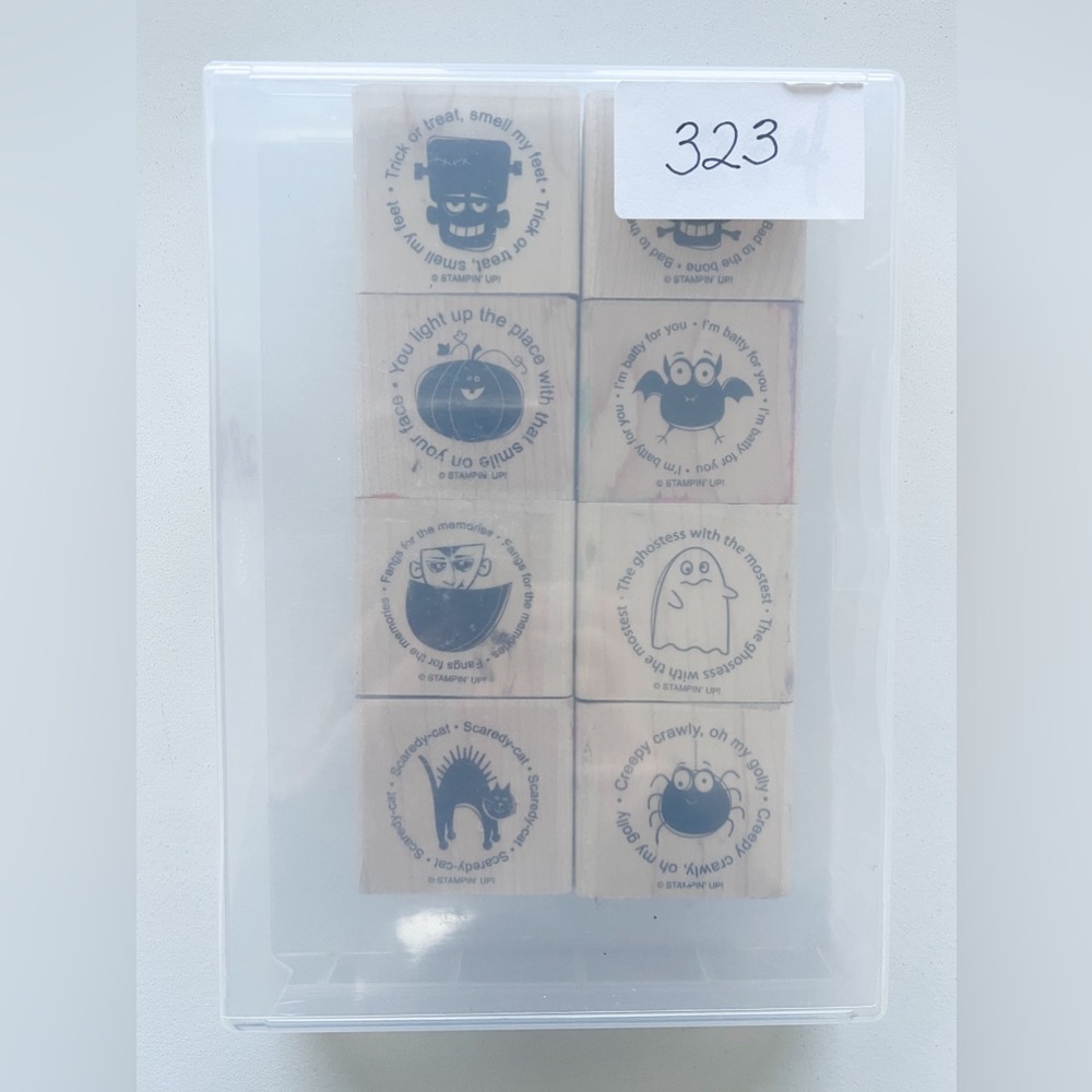 Stampin' Up Batty For You Set of 8 Wooden Block Rubber Mounted Stamps Halloween